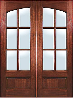 Mahogany Arch 6-Lite Double Entry Door