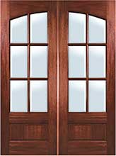 Square Top Arch 6-Lite Mahogany Double Door