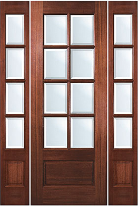 8-Lite Solid Wood Mahogany Entry Door with Sidelites and Transom 8-Lite Solid Wood Mahogany Entry Door with Sidelites and Transom