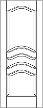 RP-3170 line drawing 3-panel door with eyebrow rails and raised panels