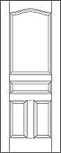 RP-4020 line drawing raised panel 4-panel door with eyebrow top panels