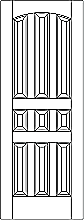 RP-9010 eased arch 9-panel wood door with raised panels